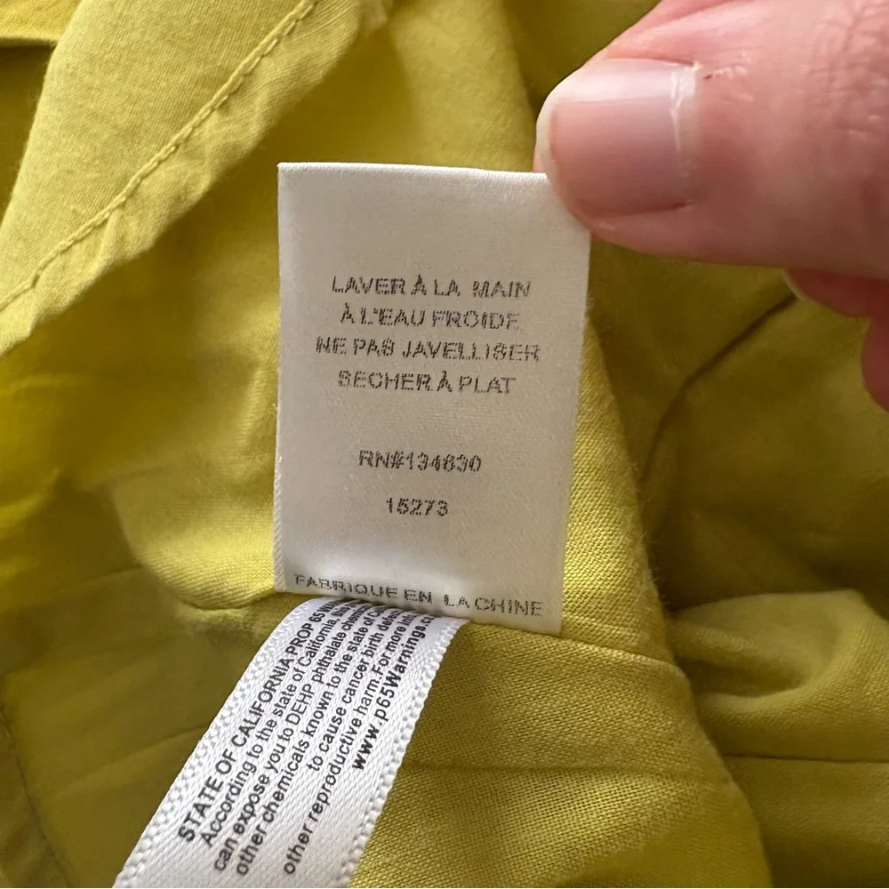 Anthropologie Sunday in Brooklyn Chartreuse Peplum Top Shoulder Tie Size XS - Picture 7 of 7